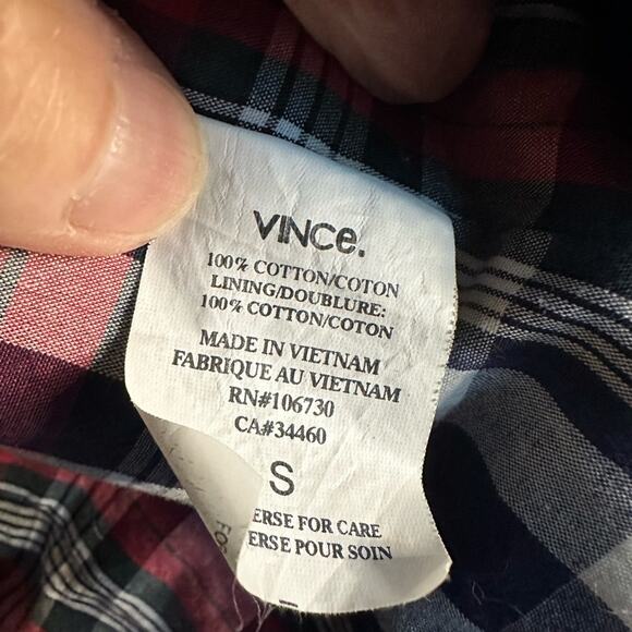 Vince. Blue Mens Full Zip Jacket Plaid Preppy School Nautical College Fall Small - Picture 8 of 9